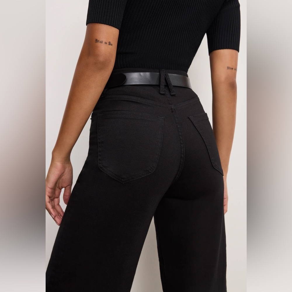NWT Good American Good Waist Black Palazzo Crop Jeans - Picture 6 of 15